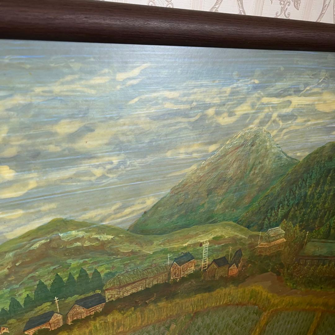 【蔵出し】額装 額縁 絵画 風景画 田舎 馬 田園 山 農村 アート 作品