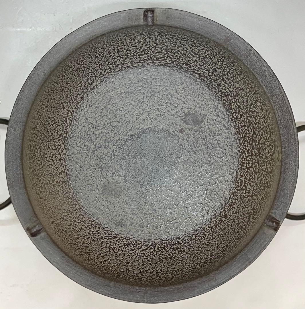 人間国宝　高橋敬典　金谷浄雲　南鐐撮霰　平丸釜添　唐銅鬼面風炉　釜鐶　c10