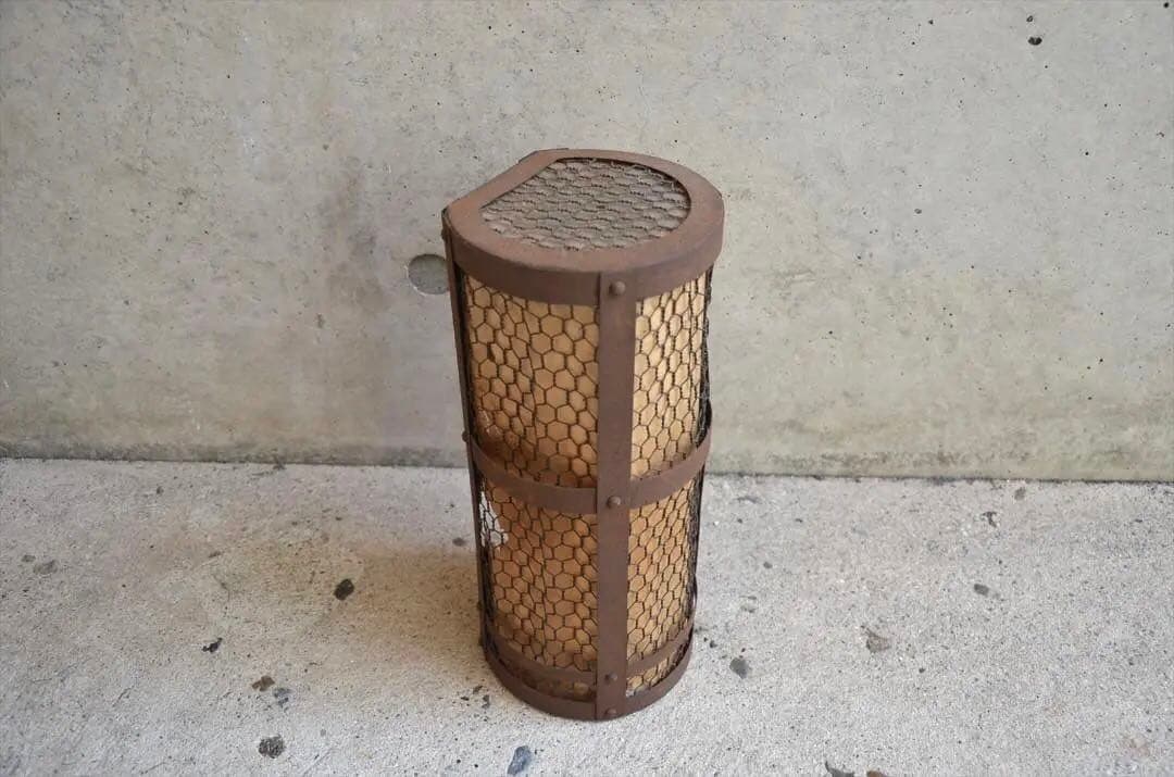 明治時代　鉄製　筒型行燈　置行燈　骨董品　オブジェ　アンティーク　レトロ