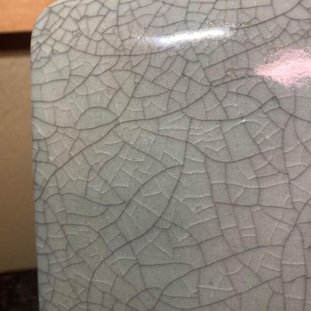 中国古玩　青磁色絵花瓶10cm25cm