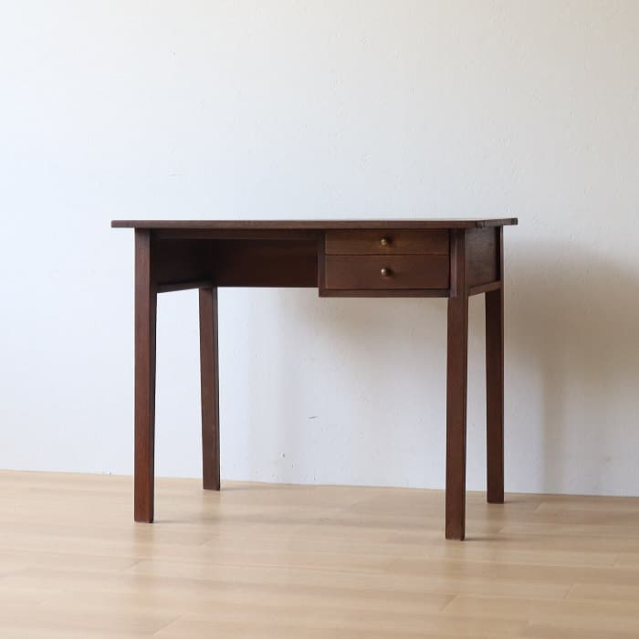 片袖机 古家具 木製 ヴィンテージ 真鍮金具 デスク