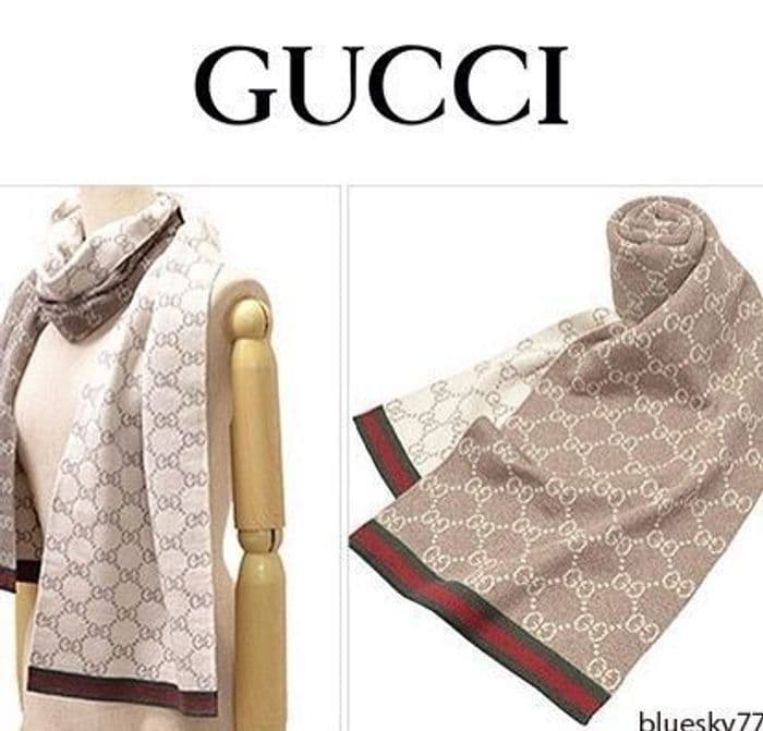 ❤美品箱付き❤GUCCI マフラー ストール スカーフ❤ホワイト&ベージュ❤