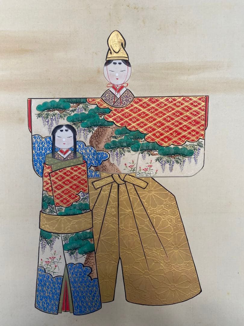 南画　碇南嶺 南嶺　雛　立雛　縁起物　雛人形　掛軸
