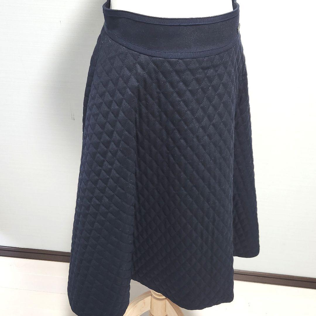 FOXEY キルティング スカート クロスフレア ブラック サイズ40