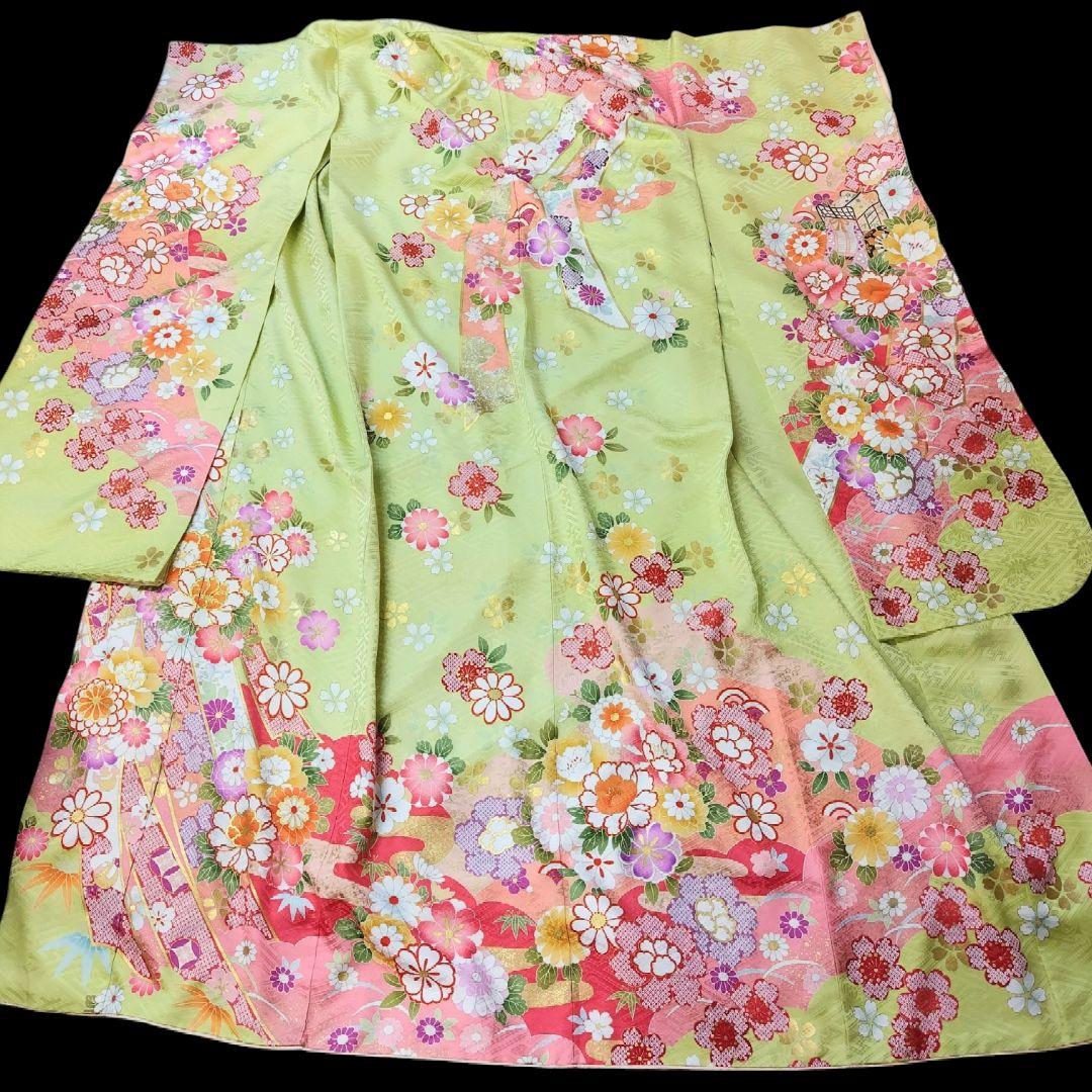 SALE中！振袖フルセット(7点)・成人式・金駒刺繍・金彩加工・鹿の子柄・正絹