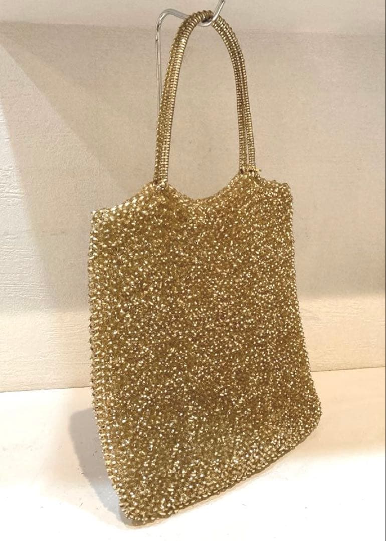 【美品】ANTEPRIMA スクエア　ワイヤーバッグ　ハンドバッグ　ゴールド