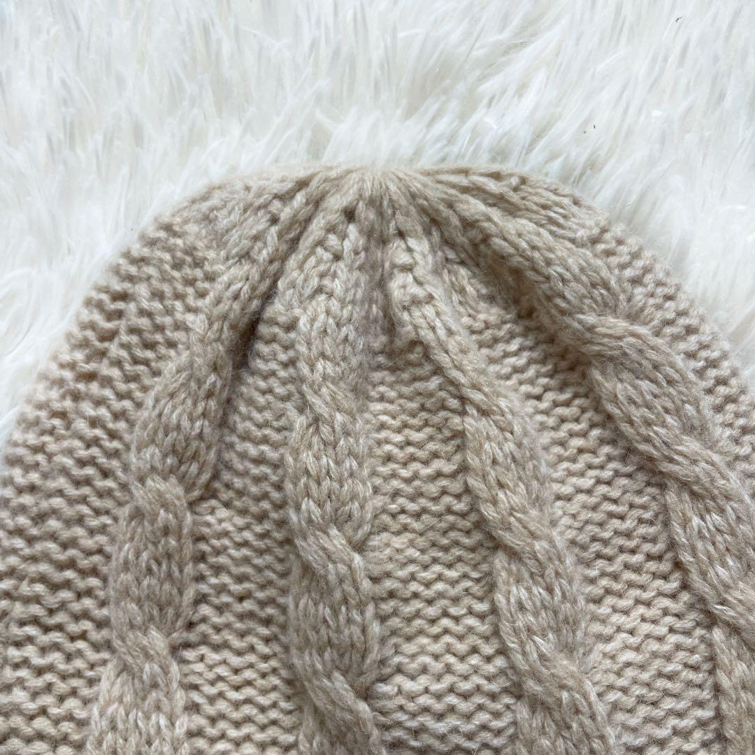 ヴィヴィアンウエストウッド　ニット帽　アンゴラ混　帽子　牛革　オーブ　ベージュ