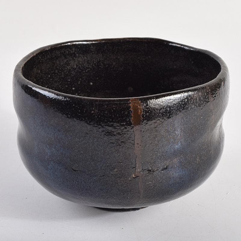茶道具　楽吉左衛門　九代　了入作　黒楽茶碗　時代箱付　V　R9357