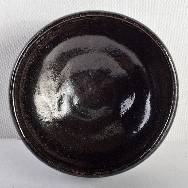 茶道具　楽吉左衛門　九代　了入作　黒楽茶碗　時代箱付　V　R9357
