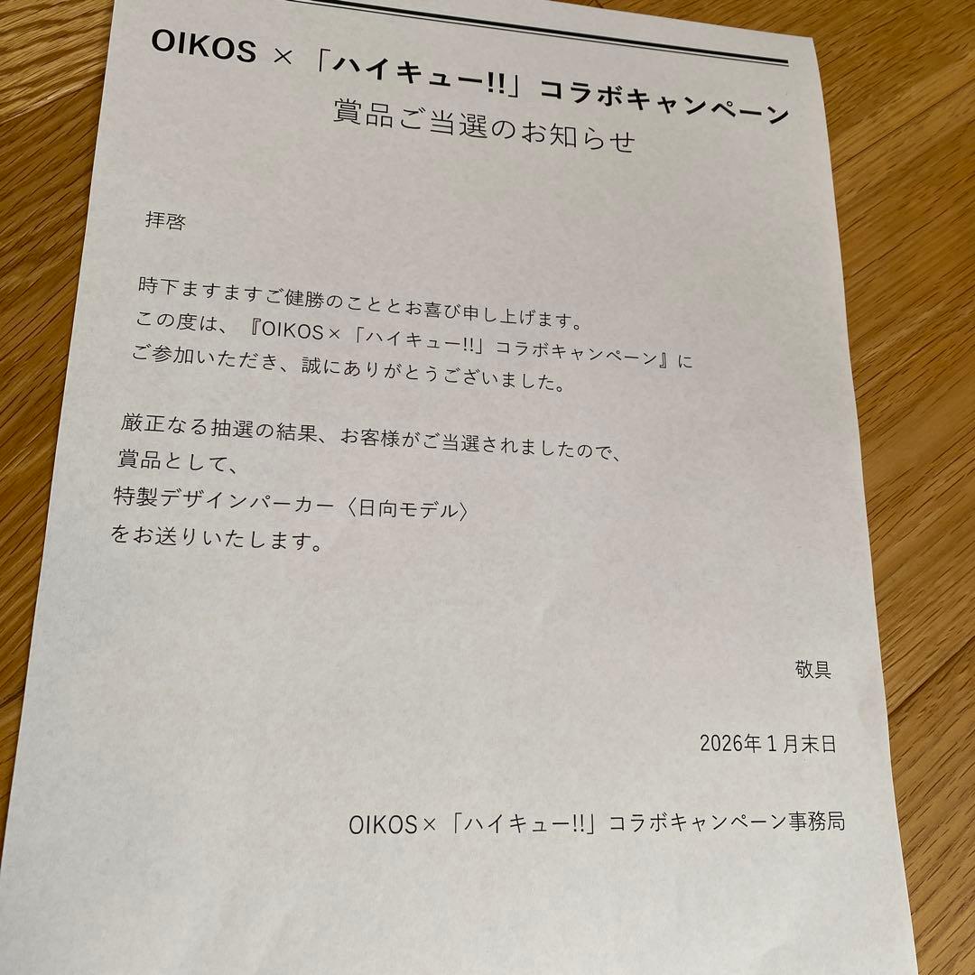 OIKOS × ハイキュー!! コラボキャンペーン　パーカー　日向モデル