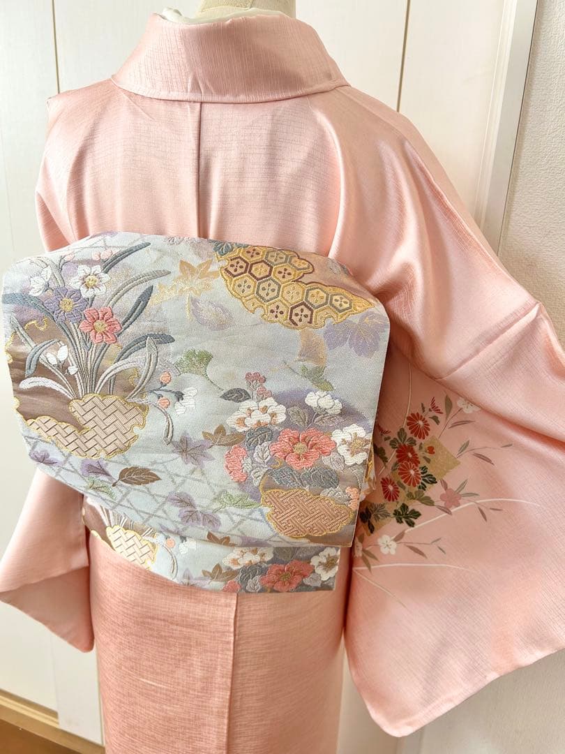 美品　しつけ糸付き　トールサイズ　裄丈長め　正絹訪問着　フルセット4点　入学式