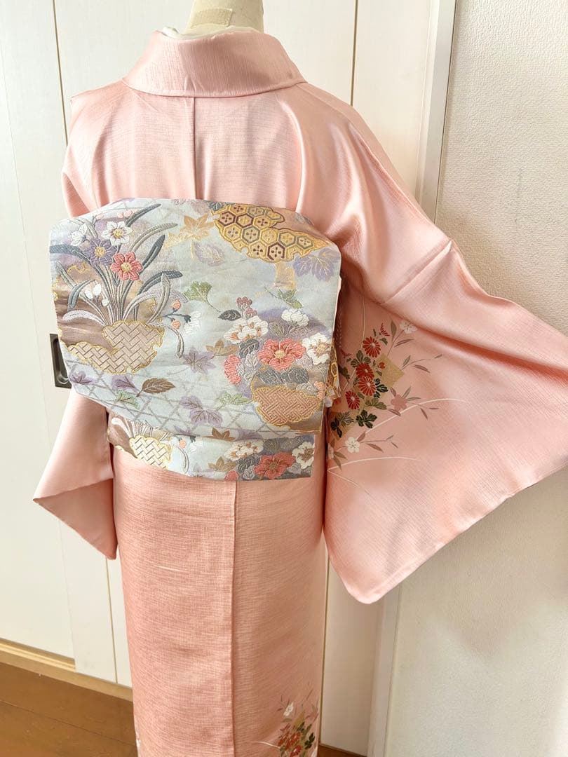 美品　しつけ糸付き　トールサイズ　裄丈長め　正絹訪問着　フルセット4点　入学式