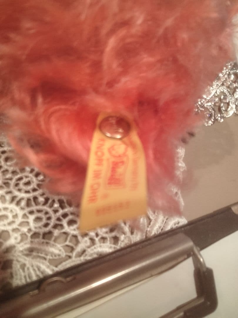 シュタイフ レッド ファジーテディベア ヴィンテージ イヤーボタンタグ