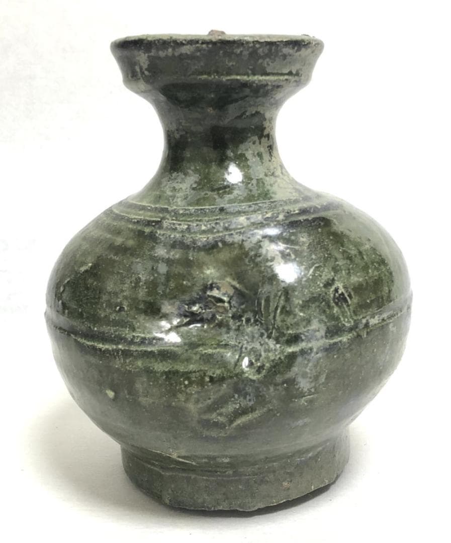 中国・後漢時代 1世紀 漢緑釉 緑釉壷 伝世品焼物 保証 ウブ品 WWTT205