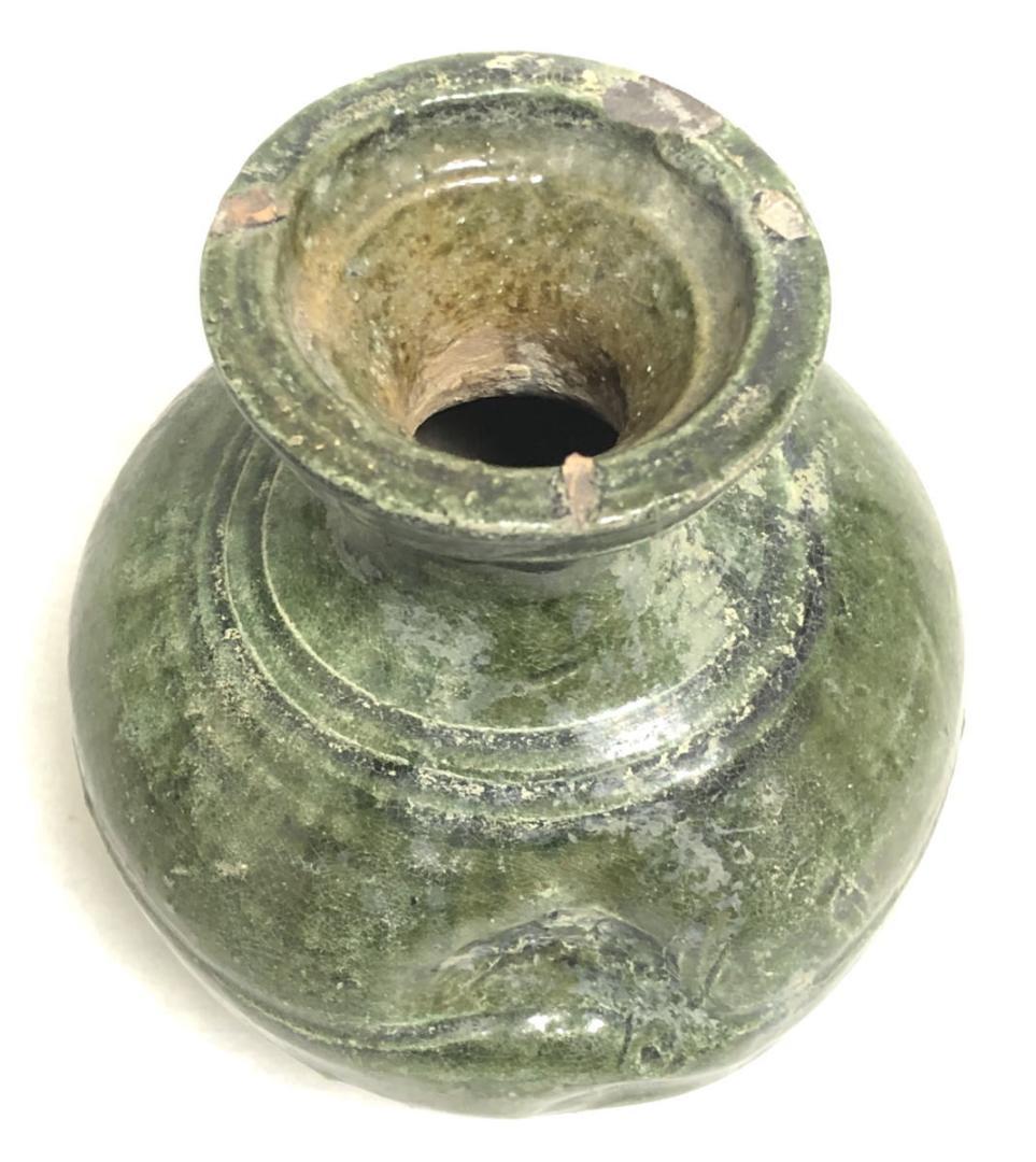 中国・後漢時代 1世紀 漢緑釉 緑釉壷 伝世品焼物 保証 ウブ品 WWTT205