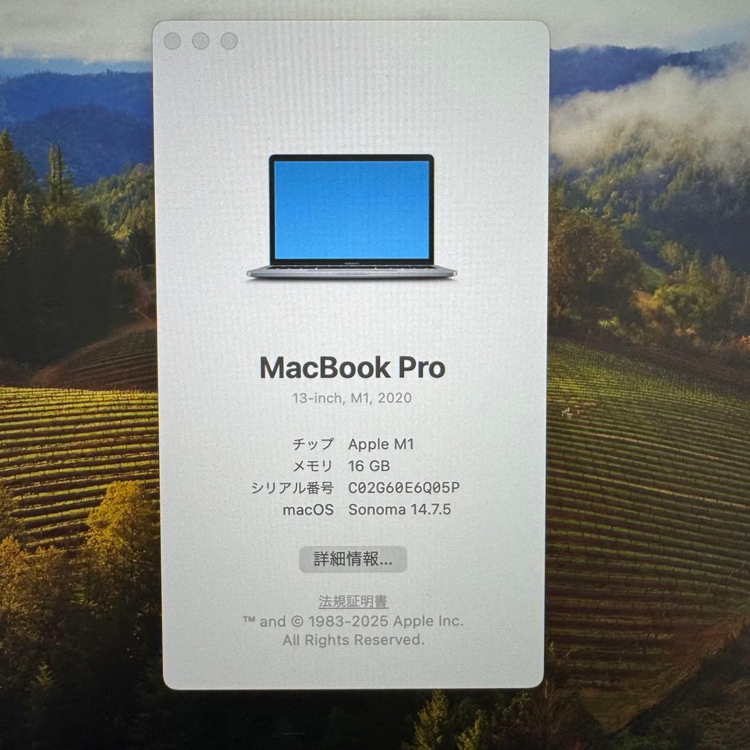 【美品】MacBook Pro 本体 2020 M1 16GB 512