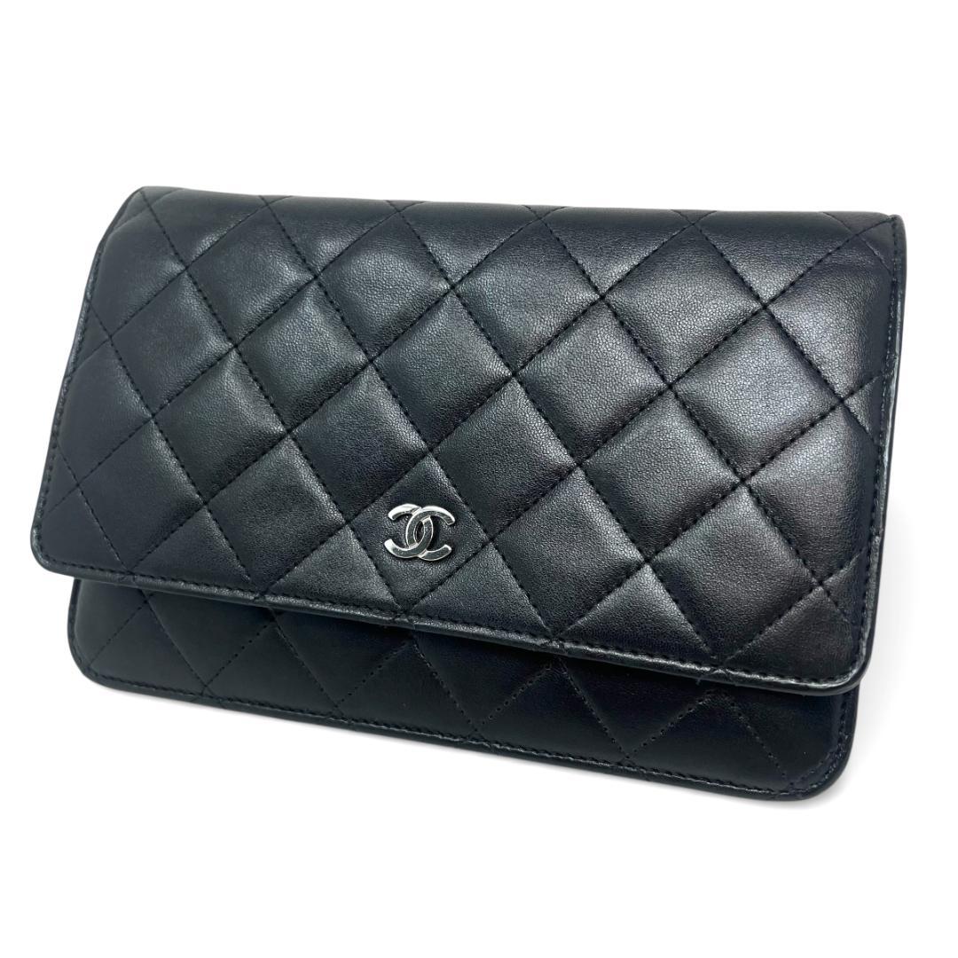 CHANEL シャネル ラムスキン マトラッセ チェーンウォレット 長財布
