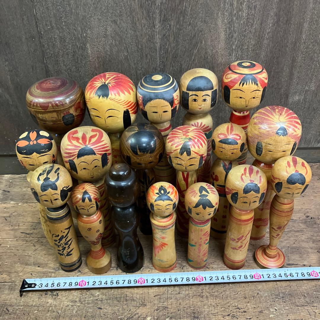 D-3 昭和レトロ 伝統こけし 18体セット 大量コレクション 創作こけし