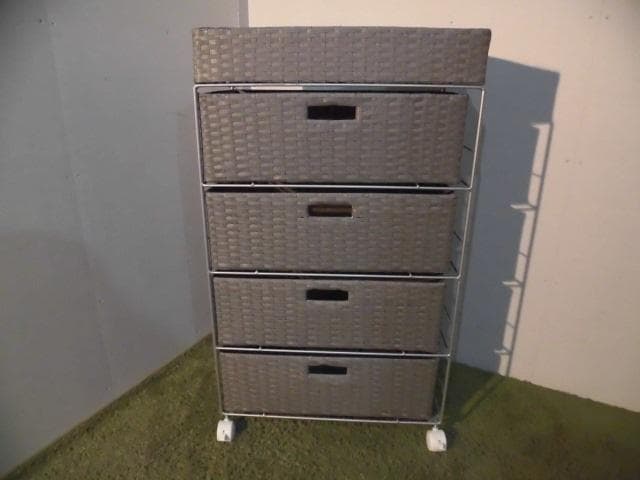 【全国一律送料無料・新品】ラタン風★サニタリー★ランドリーチェスト【グレー】