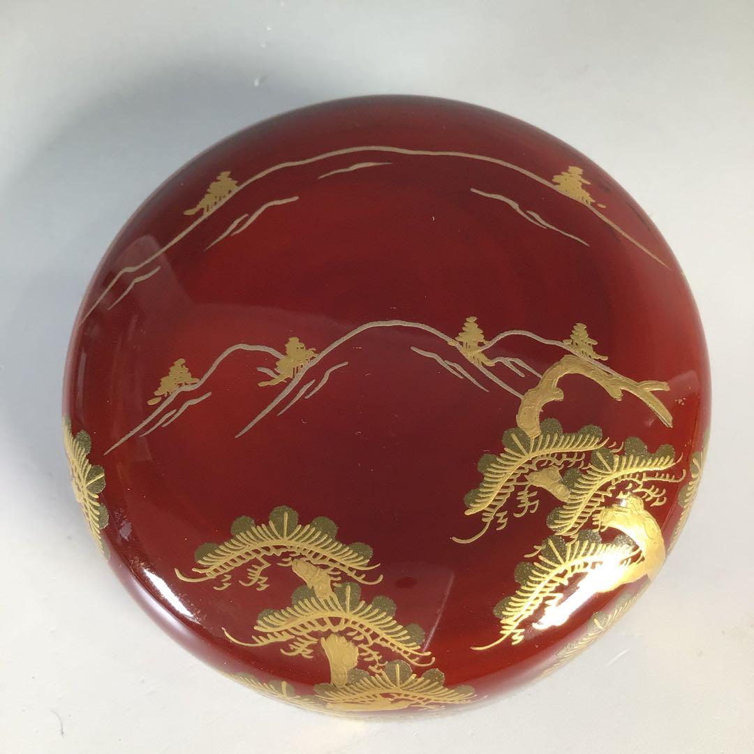 Ｎ５１９　棗　『塗師　哲山作』『溜塗』『遠山蒔絵』『中棗』　共箱　茶道具