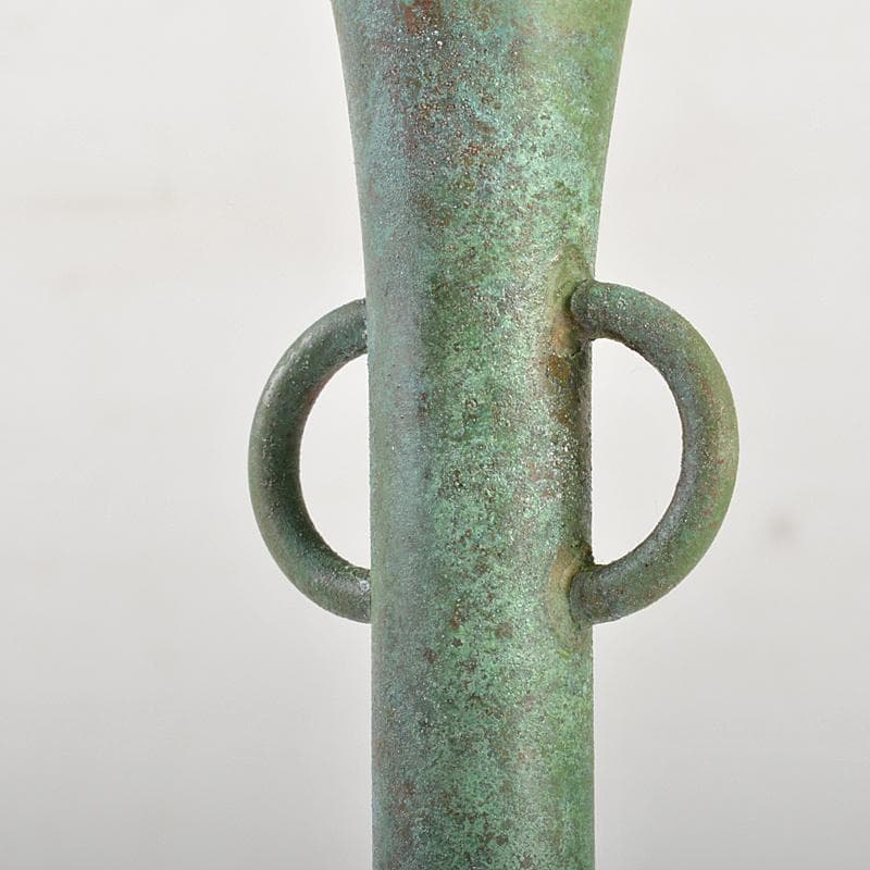 風炉師　藤井宗喜作　唐銅　桔梗口　花入　共箱　V　R7191B