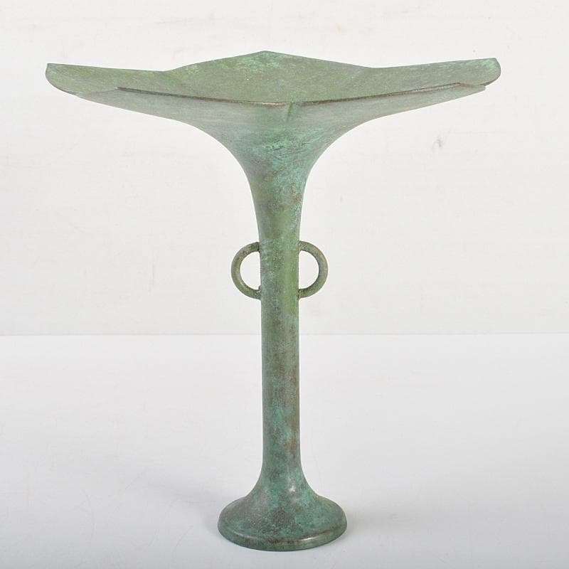 風炉師　藤井宗喜作　唐銅　桔梗口　花入　共箱　V　R7191B