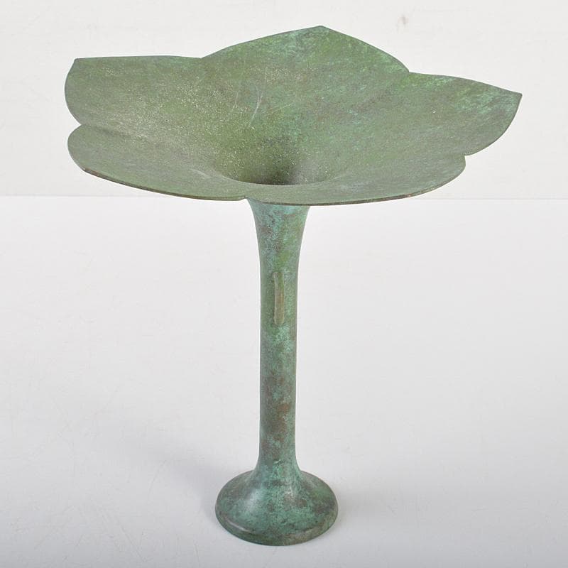 風炉師　藤井宗喜作　唐銅　桔梗口　花入　共箱　V　R7191B