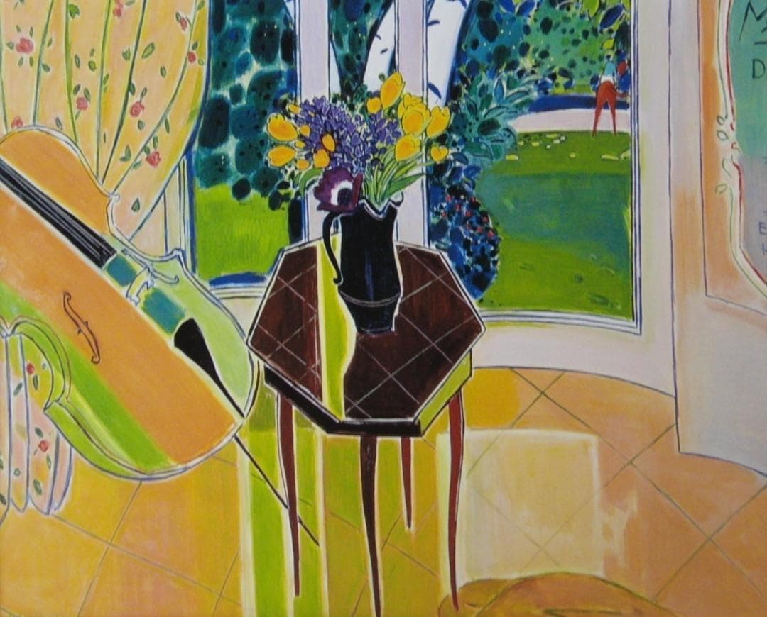 坂口紀良、【チェロのある音楽の部屋】、希少な額装用画集より