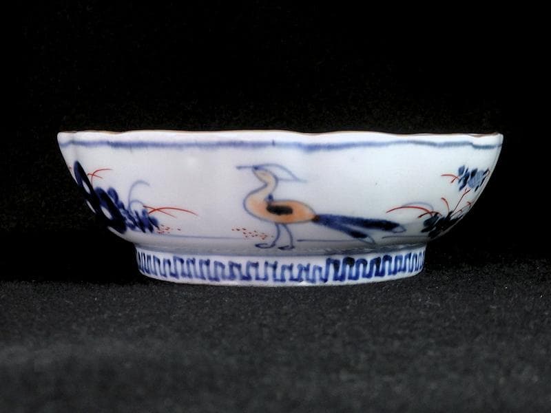 古伊万里　金襴手　宝珠に団龍紋　熨斗に花の図　膾皿　３客　D972AS-CBn