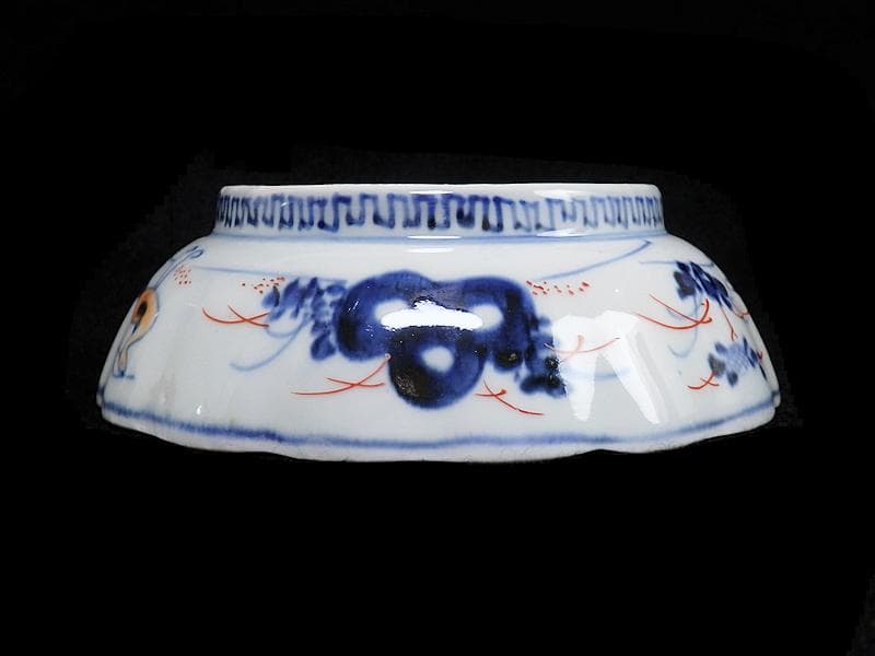 古伊万里　金襴手　宝珠に団龍紋　熨斗に花の図　膾皿　３客　D972AS-CBn