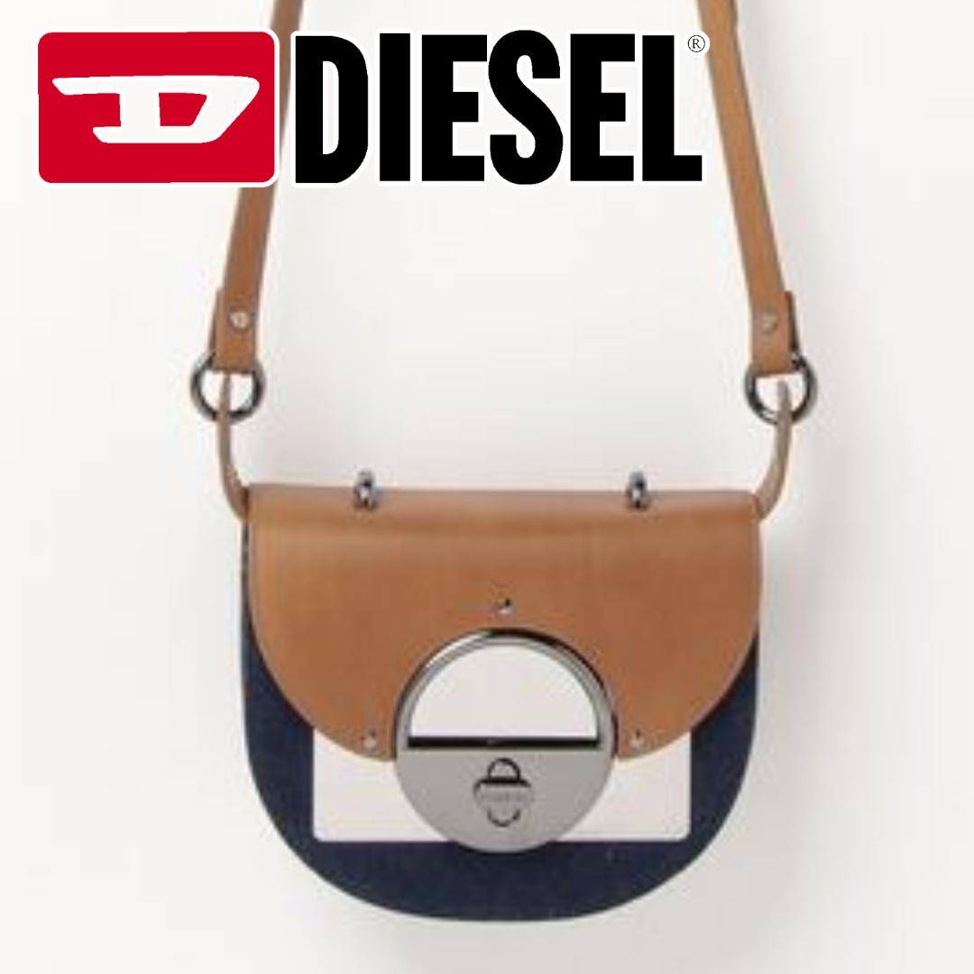 DIESEL デニム レザー ショルダーバッグ