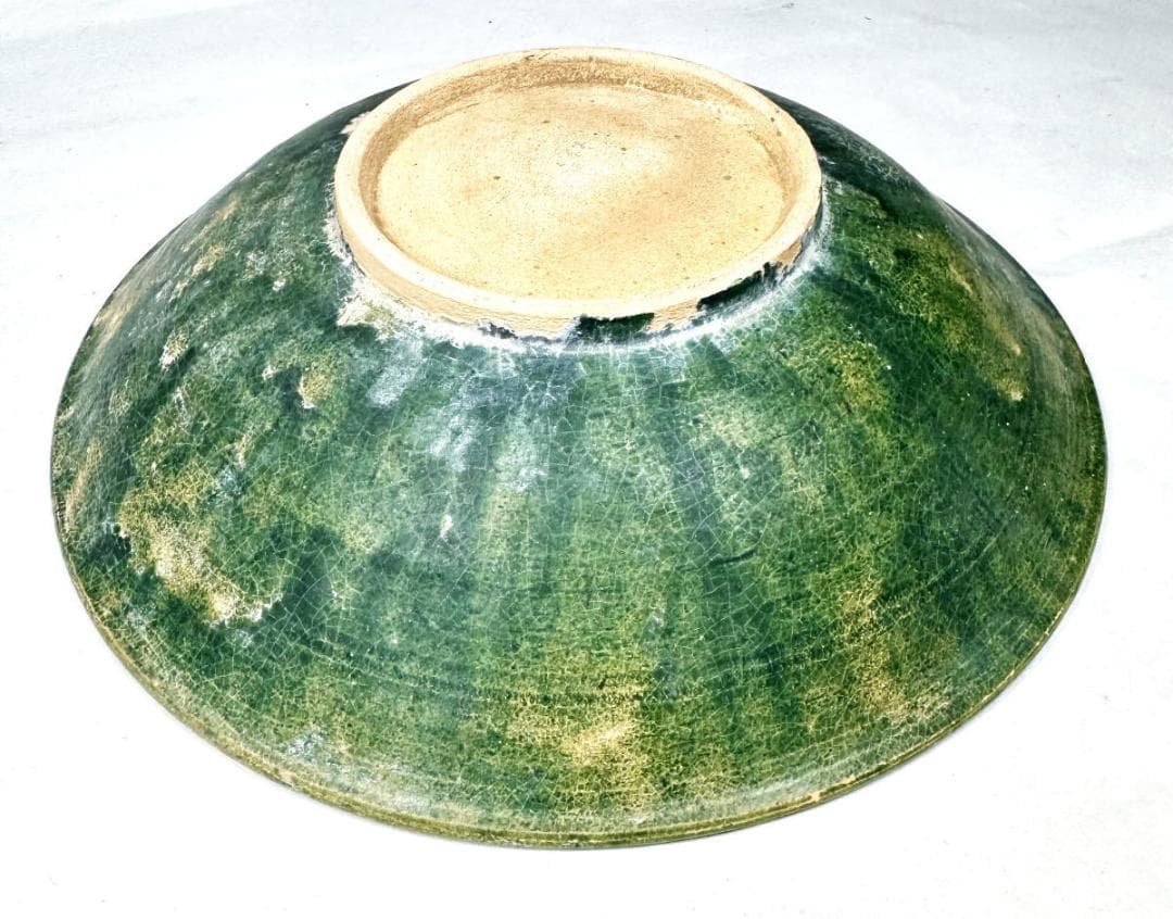 遼時代 遼三彩刻花鳥紋盤 中国古玩 唐物 歴史有る年代物 入手困難WWTT146