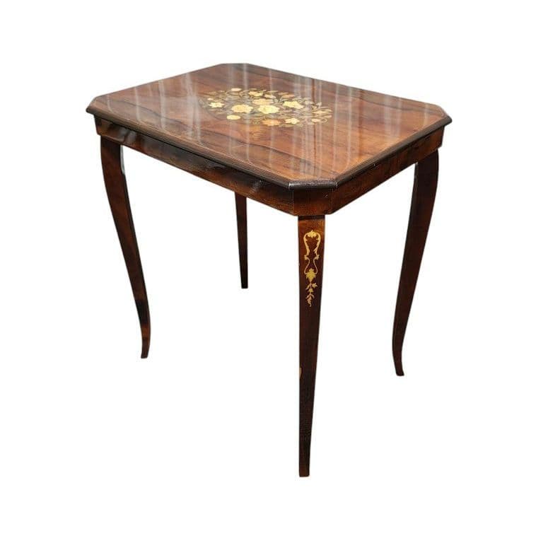 象嵌 猫脚サイドテーブル/飾り台/花台 アンティーク