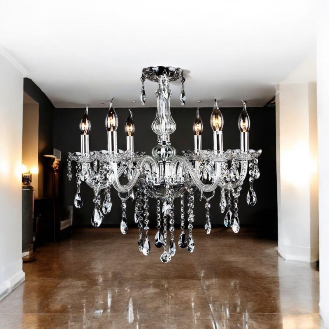 三色照明モード、調整可能LED電球は付きエレガント クリスタルシャンデリア 6灯