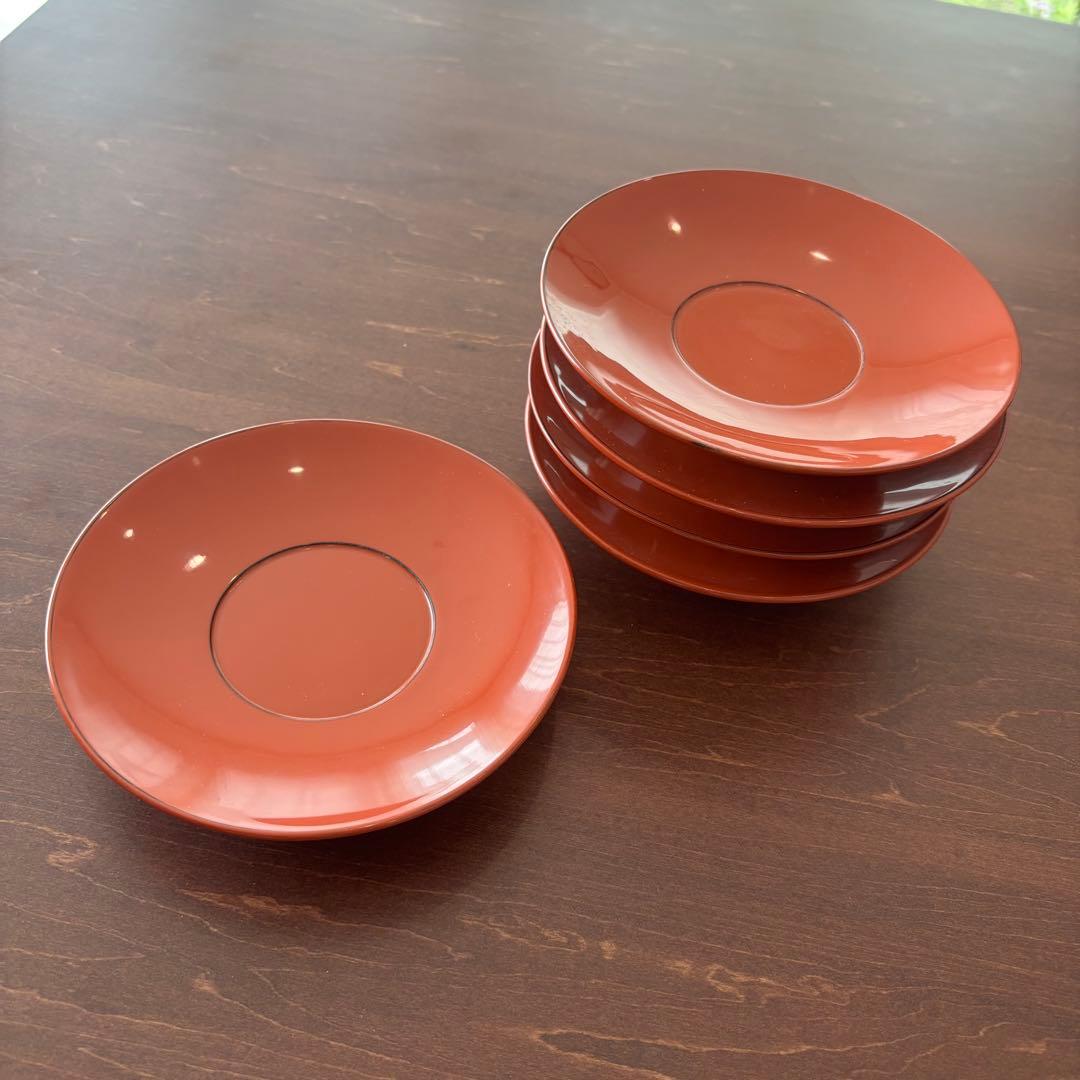 朱色の茶托 5枚セット
