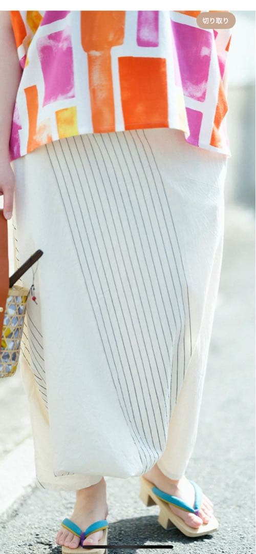 ソウソウ　sou•sou オフホワイト　伊勢木綿　富士　2.0 半分縞　XS