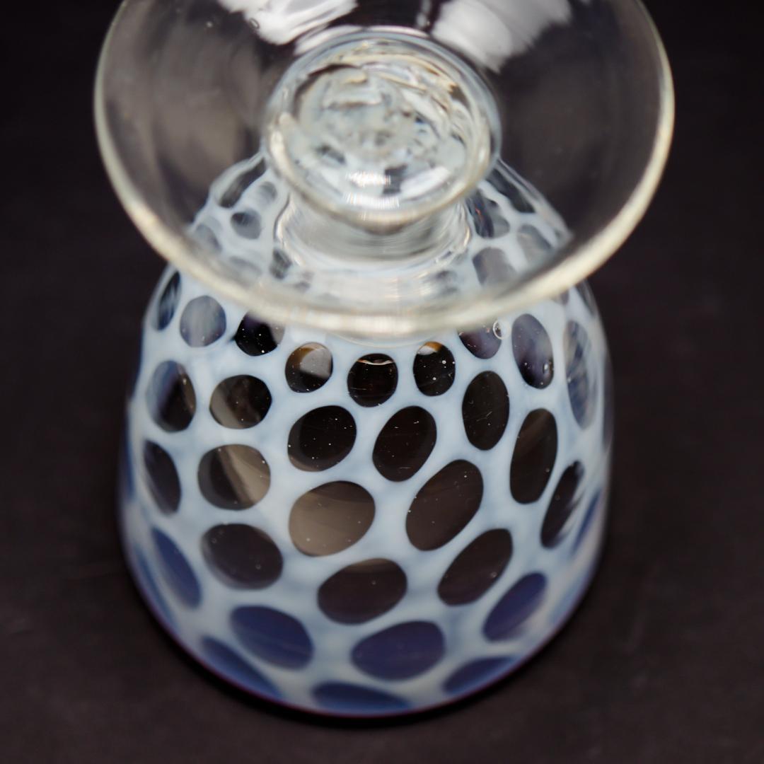 赤縁乳白水玉文 棗型氷コップ 和硝子 ウランガラス