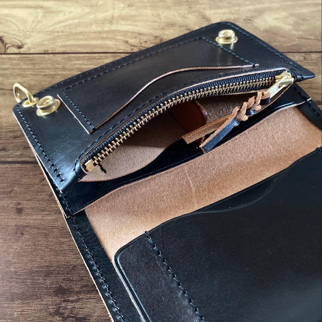 【お札を折らずに収納】姫路レザー トラッカーウォレット150（ミドル）2.5層