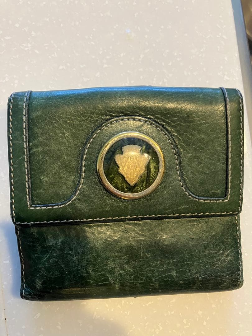 GUCCI ヴィンテージ グリーン レザー 二つ折り財布
