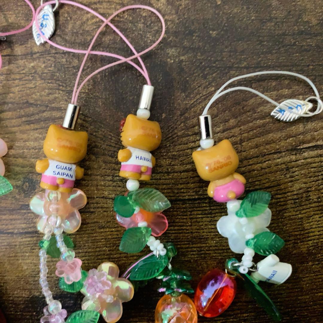 ご当地　日焼けキティ　ギターウクレレ　根付け　ストラップ グアムハワイ　5点