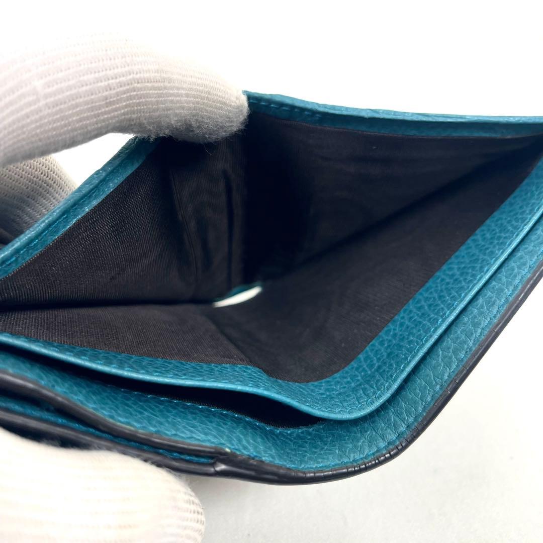 グッチ　インターロッキング　折り財布　ゴールドロゴ　コンパクト　レザー　極美品