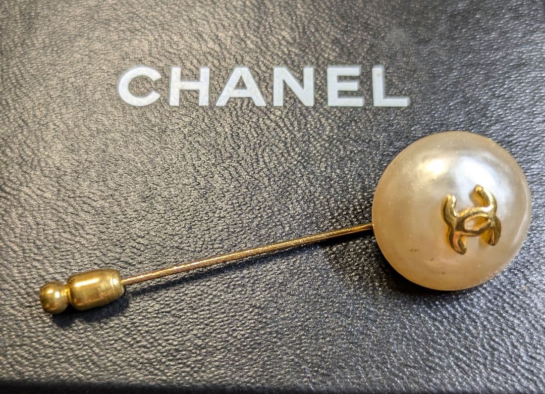 CHANEL シャネル　ココマーク　フェイクパール　ブローチ　ピン　ゴールド