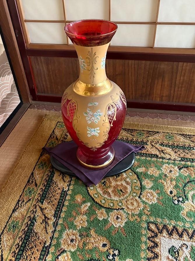 【田中さんメイン】ベネチアングラス ムラノガラス 花瓶 赤金