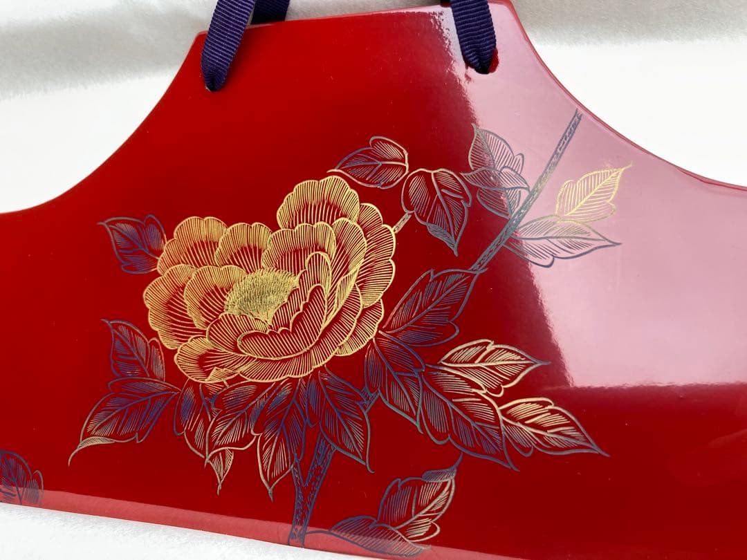 川連漆器　衣紋掛け　着物ハンガー　朱　うるし塗装　天然木　約80㎝