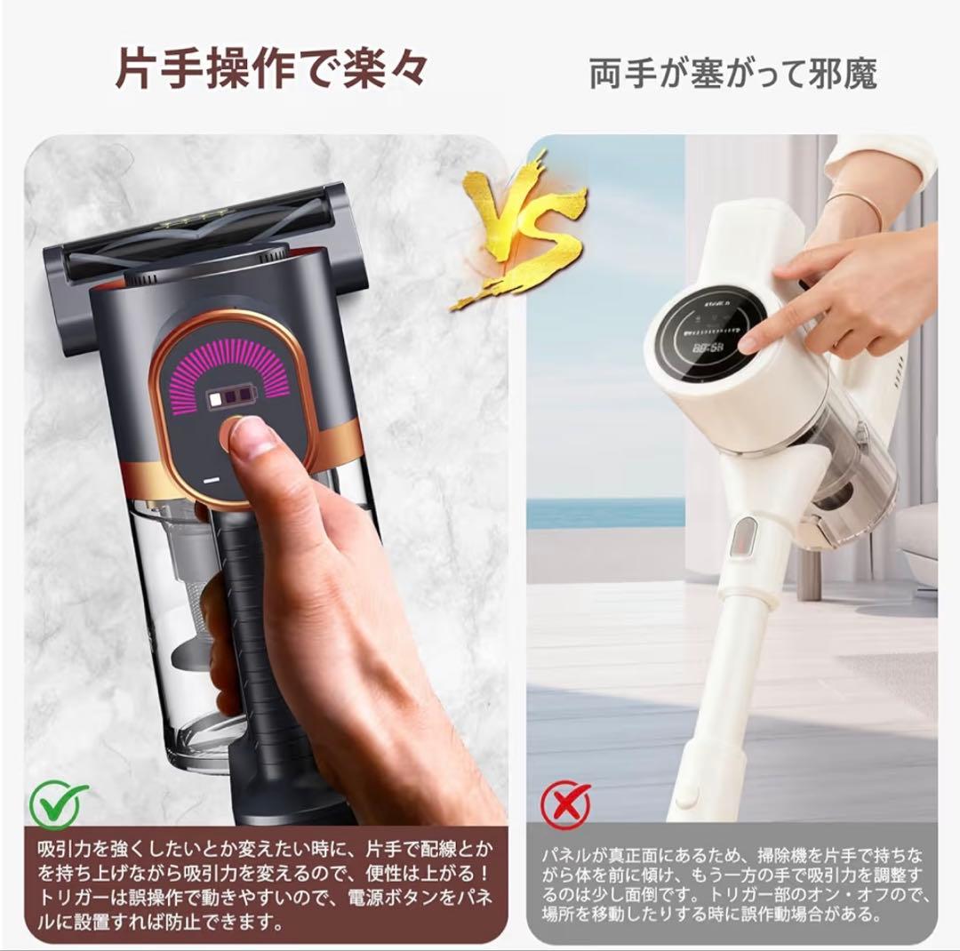 Yuuscc コードレス掃除機 70Kpa 550W 自立式 LEDライト