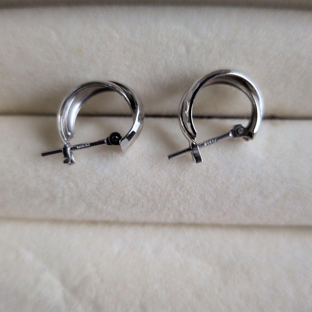 シルバー ヘキサゴナルカット フープピアス