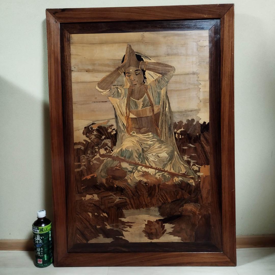 木象嵌　木製絵画　ビンテージ　54年