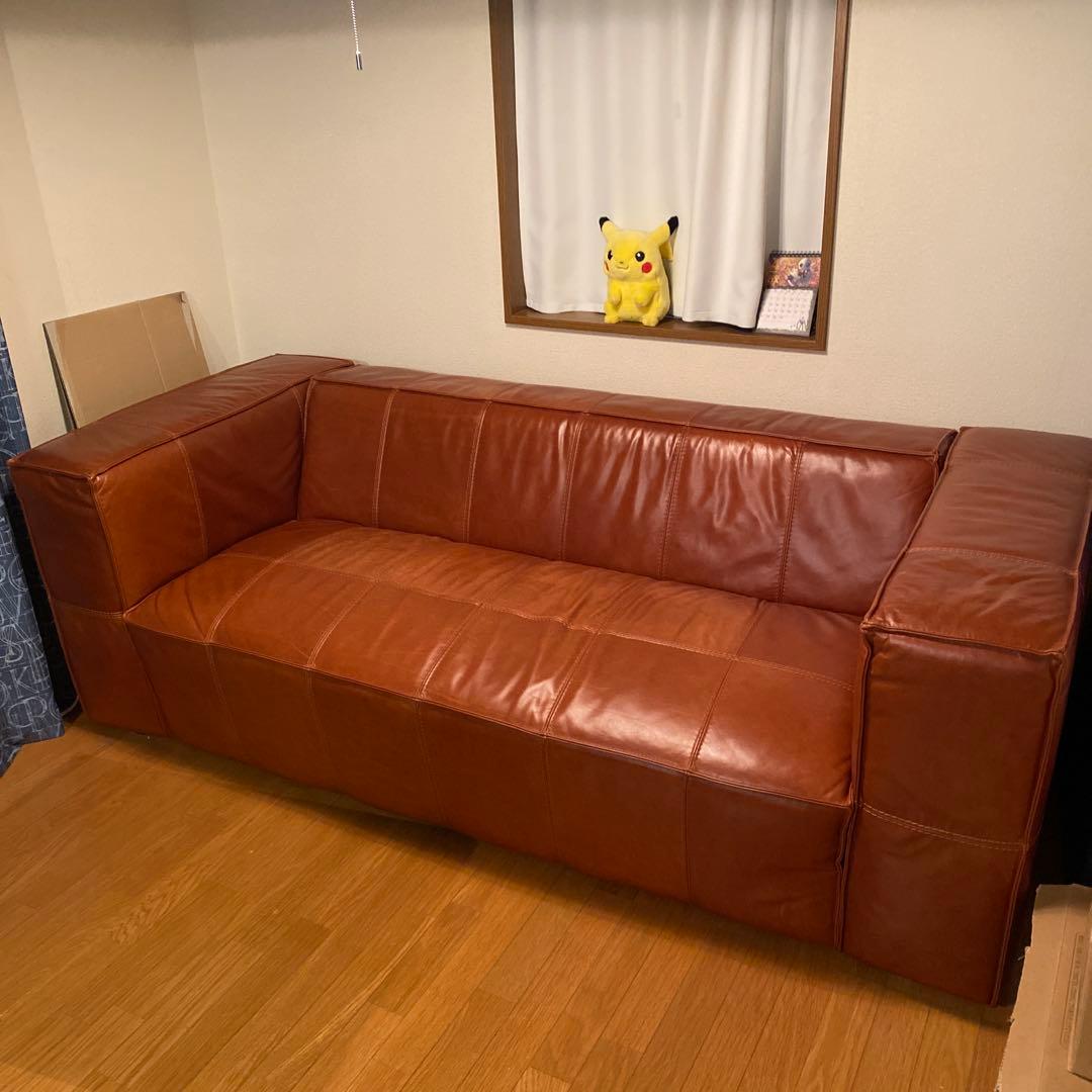 ジャーナルスタンダード　ファーニチャー　ブラウンレザー 3人掛けソファ