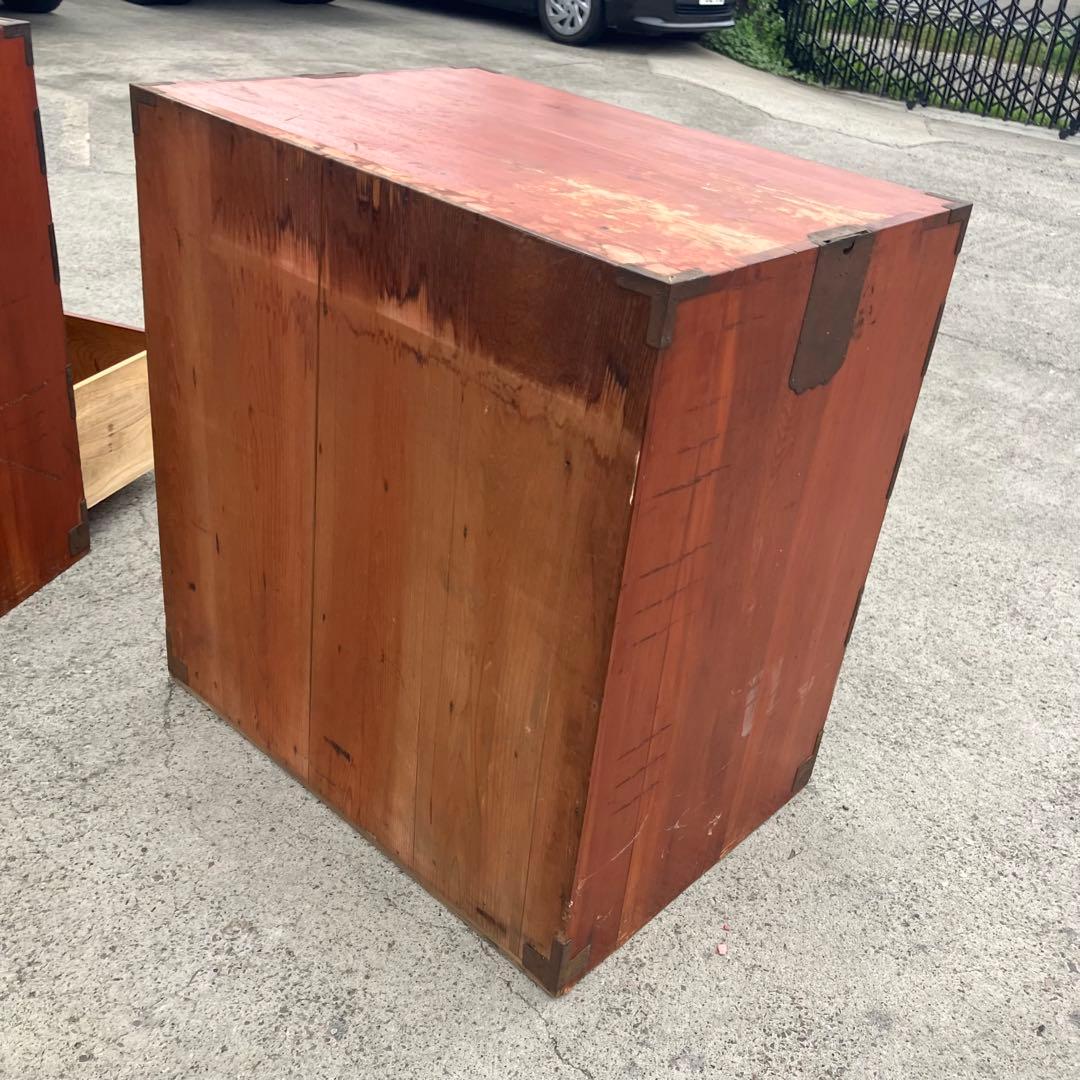 ② 昭和レトロ 古家具 大型 仙台箪笥 4段 引き出し時代箪笥 古家具ビンテージ