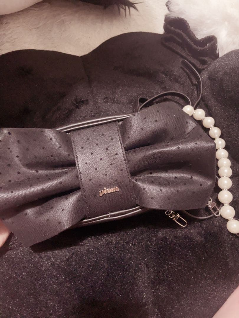 。❤︎ pium ピウム ドットチュールリボン2wayバッグ ブラック